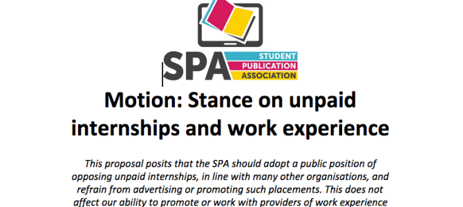 SPA votes to oppose unpaid internships